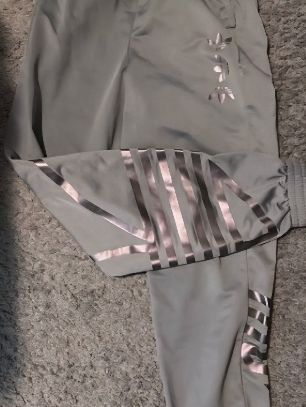 Adidas Women’s Gray Track Pants with Purple Accent
